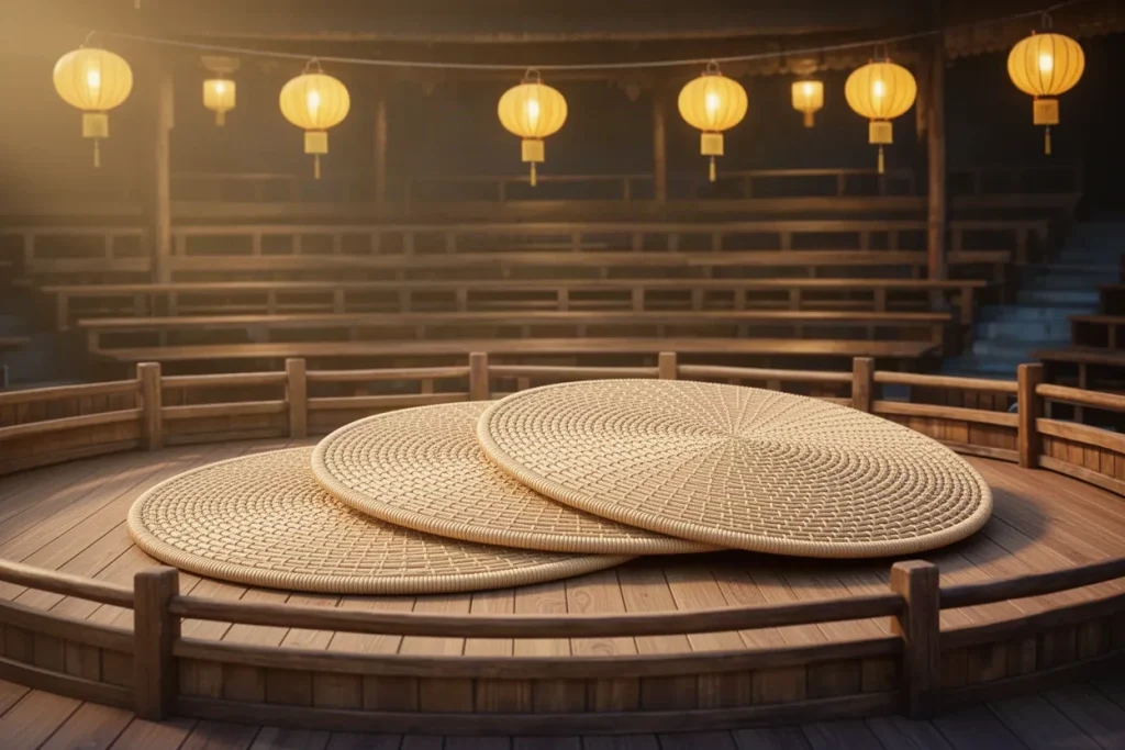 Ảnh minh hoạ ba chiếu cói tròn cho mục hình thức đá gà 33WIN